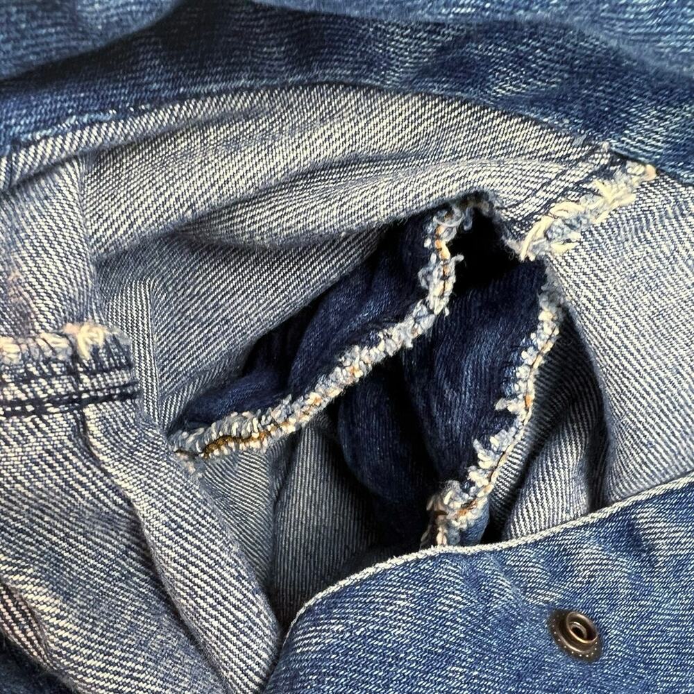 Vintage 80s/90s Bramble Lane Denim Bomber Jacket Puff Sleeve Smocked Waist - M - Picture 8 of 10